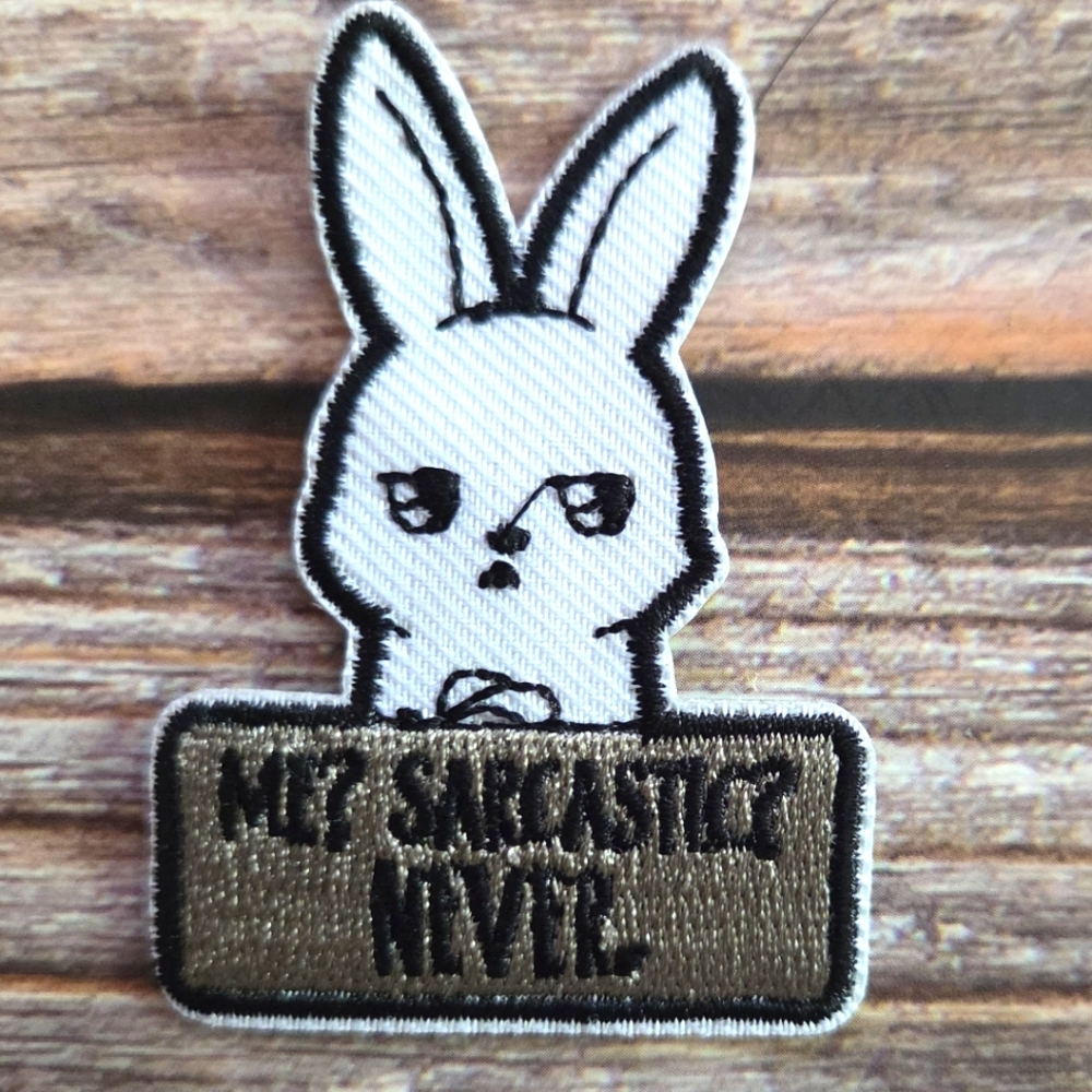 Me Sarcastic Never! Sassy Rabbit Y2K Funny Bunny Iron on Patch